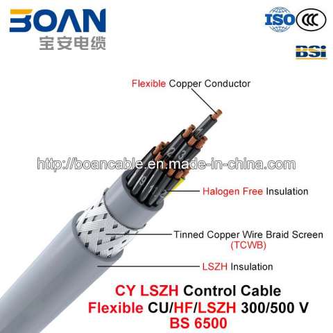 Cy LSZH Control Cable, 300/500 V, Flexible Cu/Hf/Petp/Tcwb/LSZH (BS 6500/BS EN 50525-3-11)